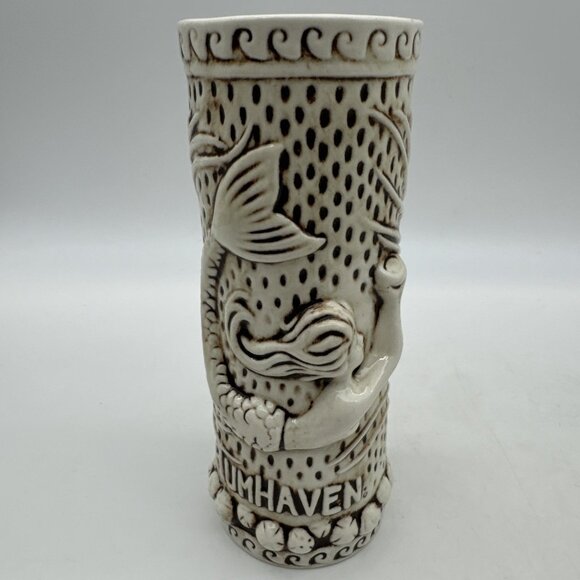TikiRob Rumhaven Mermaid Siren Glazed Ceramic Tiki Mug 3D Raised Design Barware - Picture 7 of 9